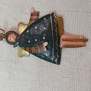 Hiboom Metal Christmas Ornament Angel Handpainted w Twine